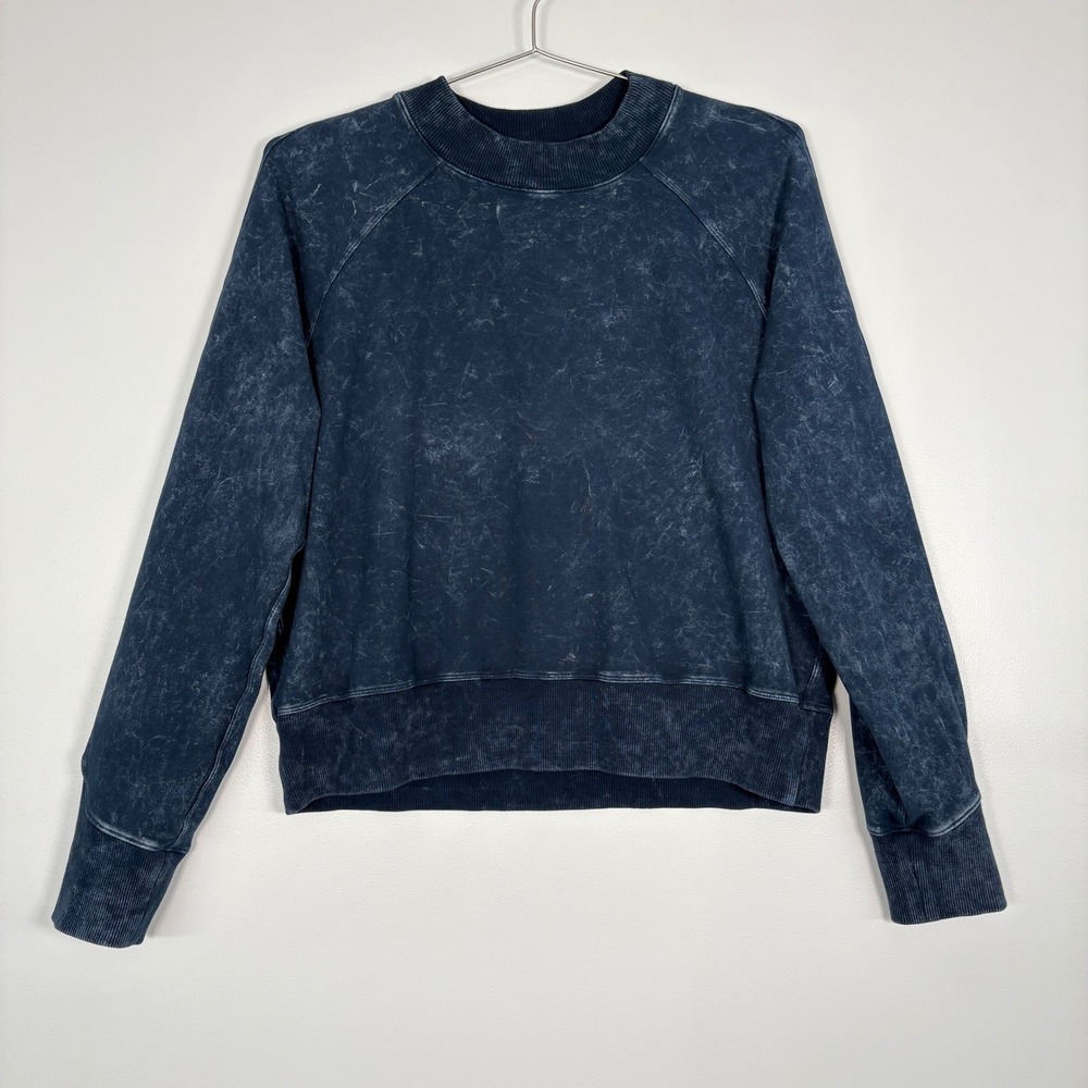 Lululemon Womens Ready to Roll Crew Sweatshirt 8 Navy Acid Rubber Pullover